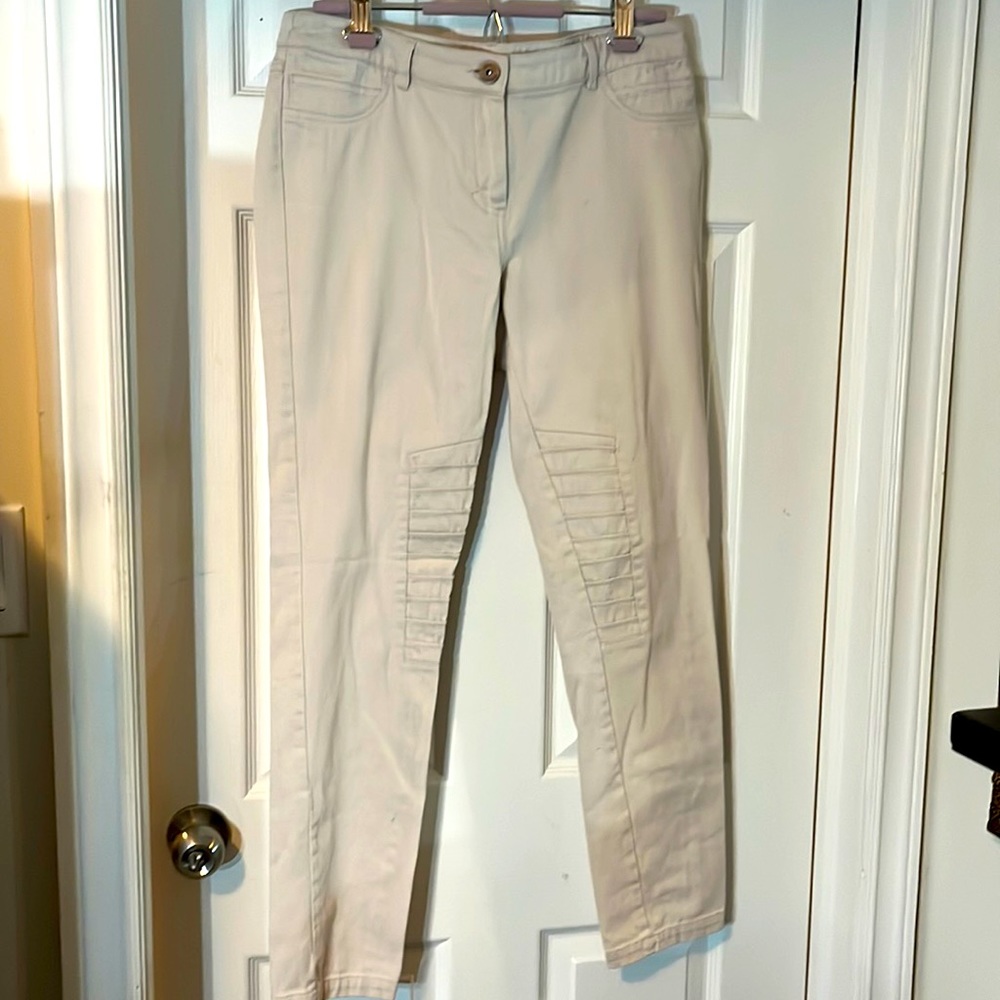 YEST slim stretch fit nude cream jeans size US 10-12 UK 14